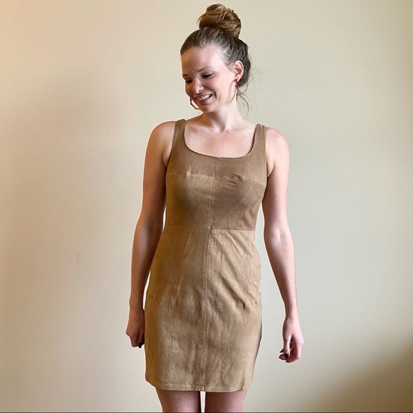 Bailey 44 ‘Nomad’ leather fitted mini dress camel - Picture 4 of 9